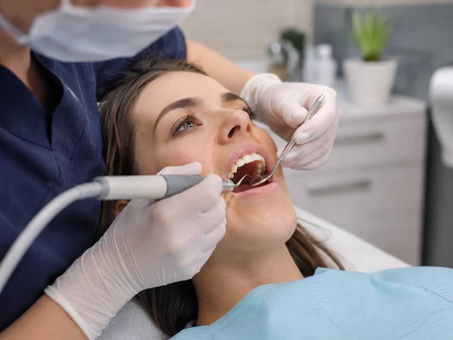 Dental scaling at the practice