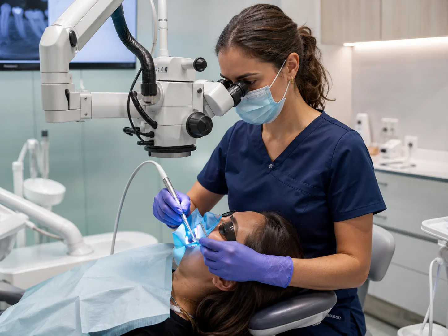 Root canal treatment under a microscope